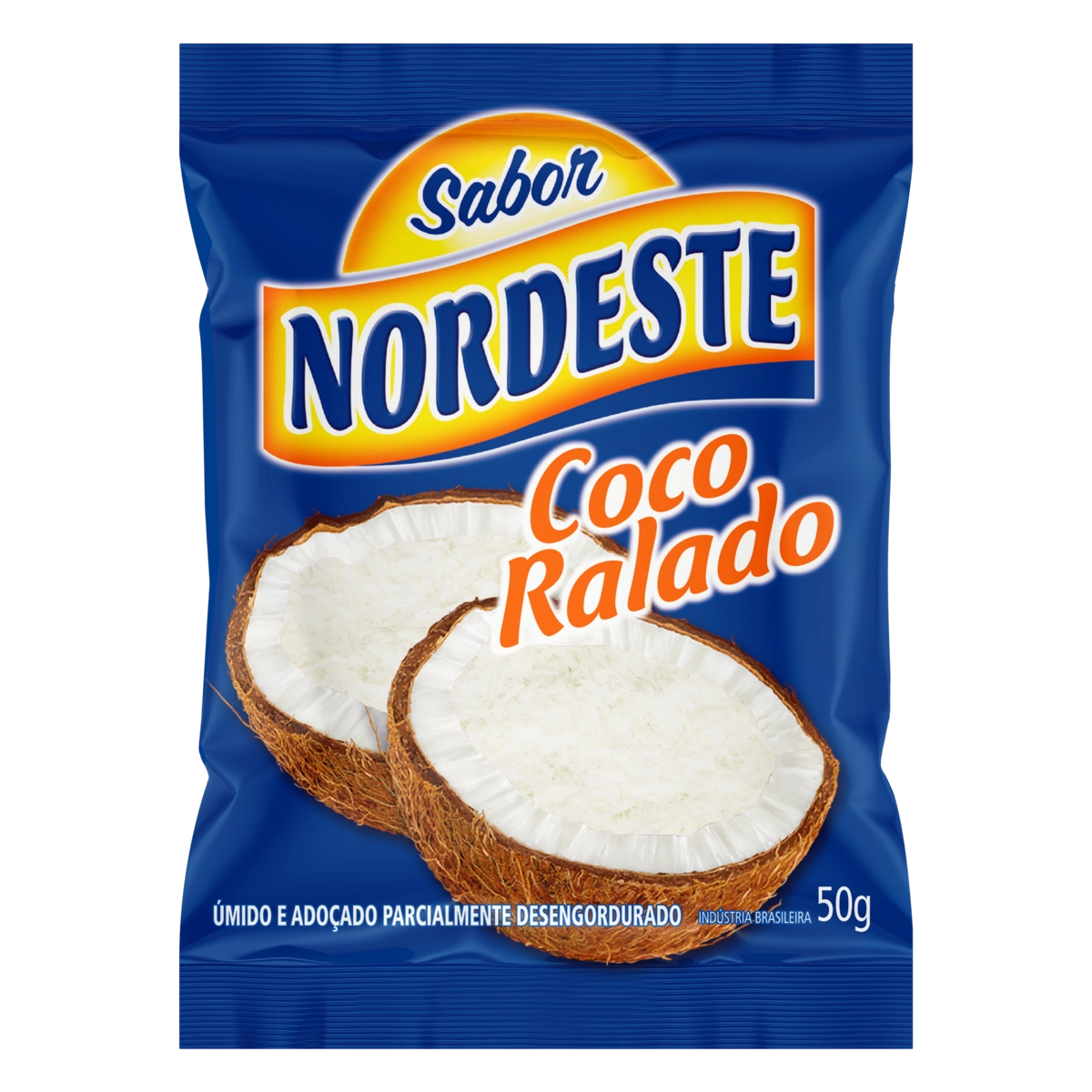 Coco Ralado úmido Adoçado Sabor Nordeste Pacote 50g