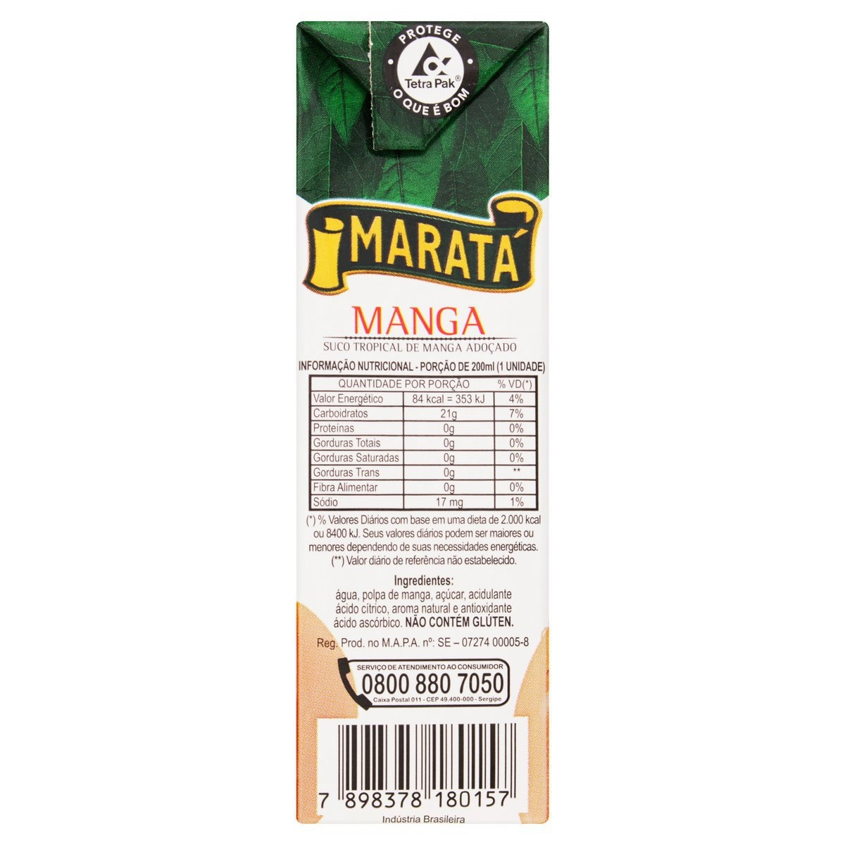 Suco Adoçado Manga Maratá Caixa 200ml