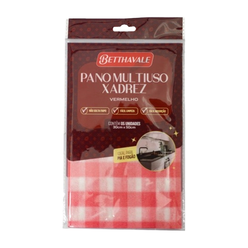 Pano Multiuso Betthavale Xadrez Vermelho