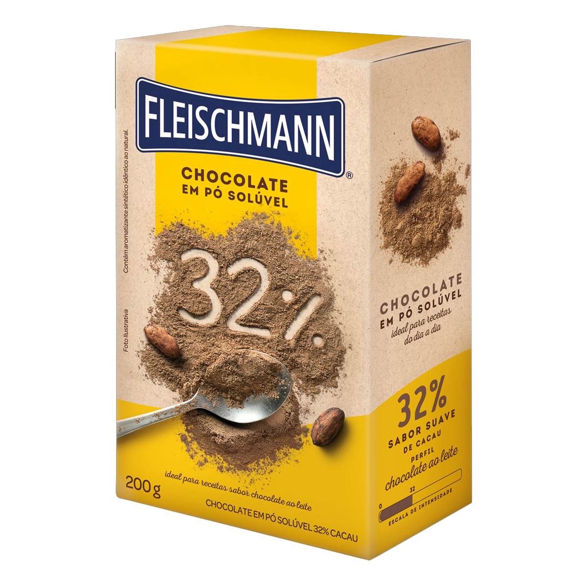 Chocolate Pó Solúvel 32 Cacau Fleischmann Caixa 200g