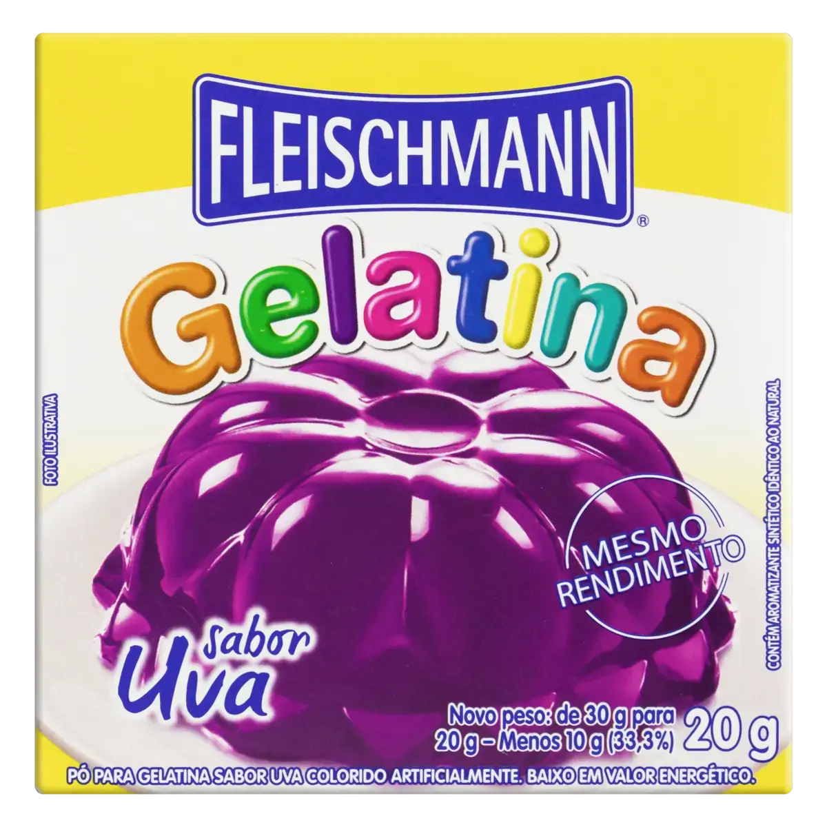 Gelatina Pó Uva Fleischmann Caixa 20g