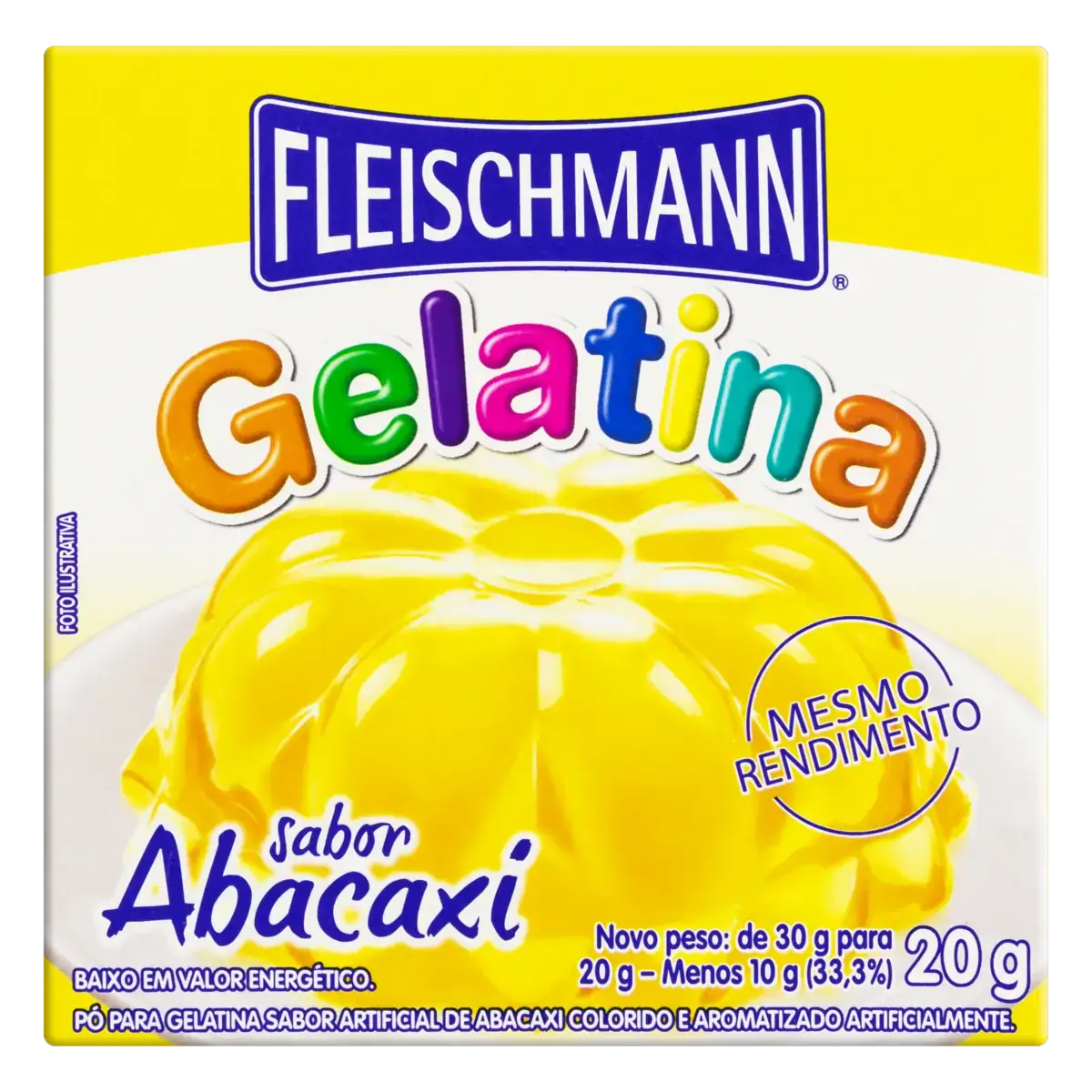 Gelatina Pó Abacaxi Fleischmann Caixa 20g