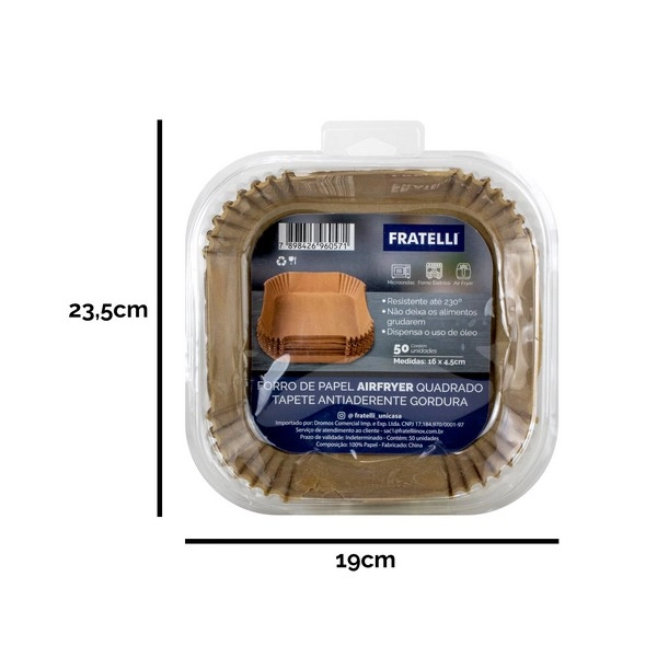 Forma Papel Descartavel Antiad Airfryer Quad 16cm 50un Co6960564 Euroquadro