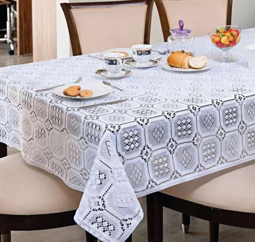 Toalha Mesa Renda 6 Lugares Branca 2.15x1.50cm 62150 Beija Flor