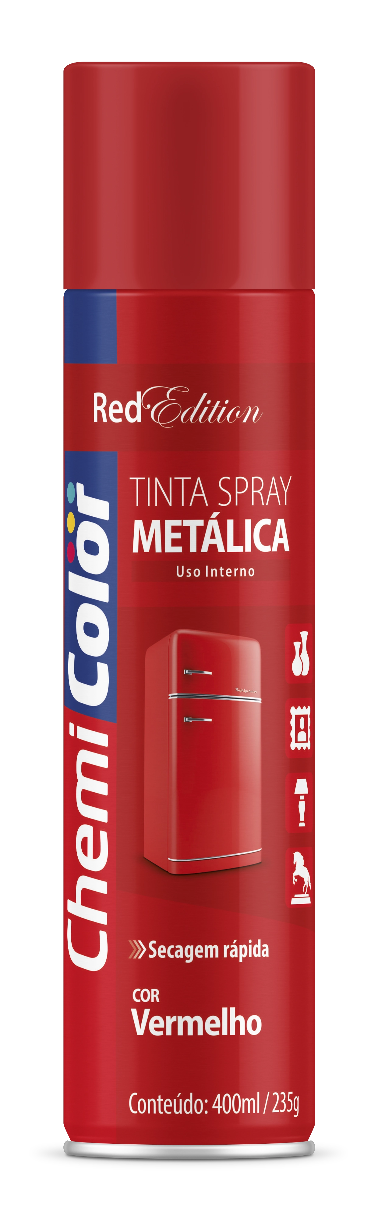 Tinta Chemicolor Metalica Verm 400ml 680103 Baston