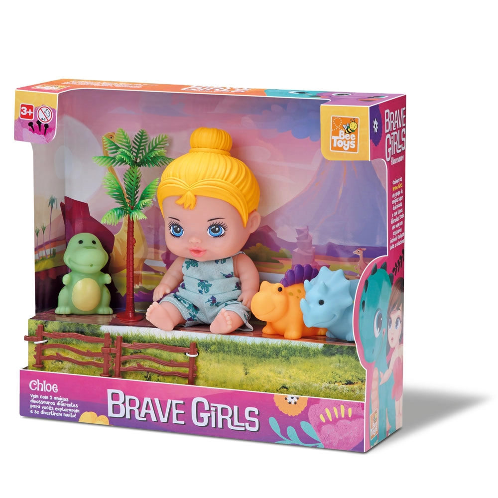 Boneca Mini Brave Girls Dinossauro Chloe 583 Bee Toys
