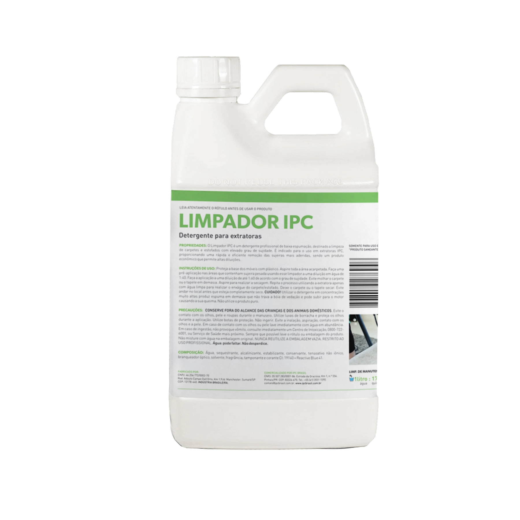 Limpador Detergente Profissional de Baixa Espumação para Carpetes e Tecidos 2 Litros IPC