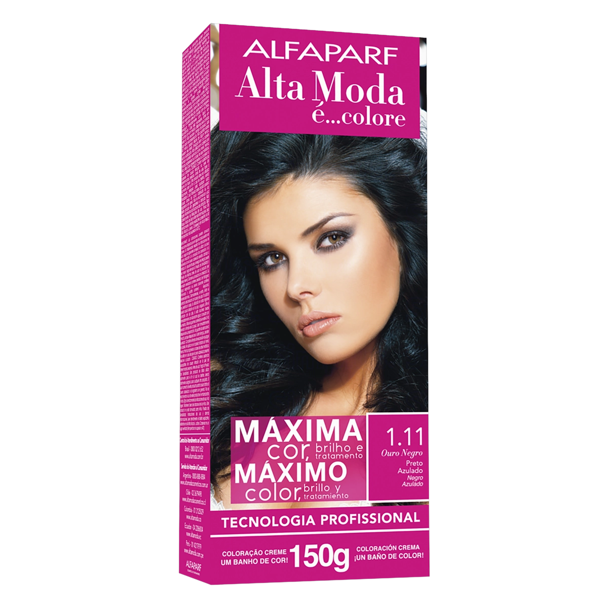 Kit Coloração Creme 1.11 Preto Azulado Alfaparf Alta Moda é