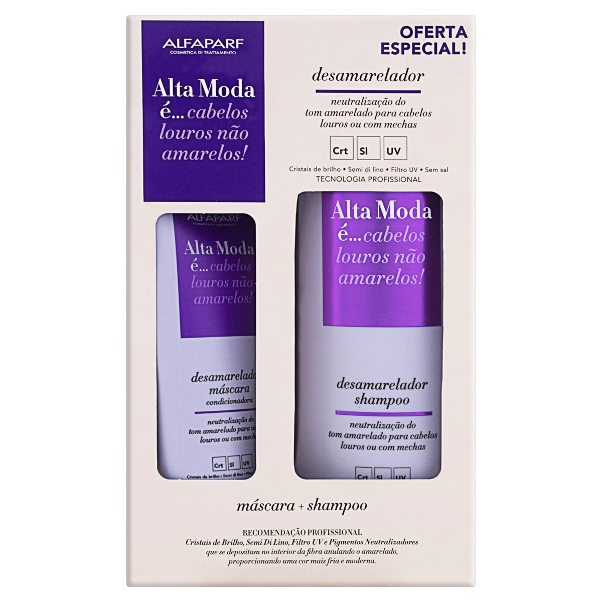 Kit Máscara 200g Shampoo 300ml Desamarelador Alfaparf Alta Moda é