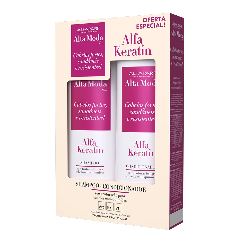 Kit Shampoo 300ml Condicionador 300ml Alfaparf Alta Moda é Alfakeratin