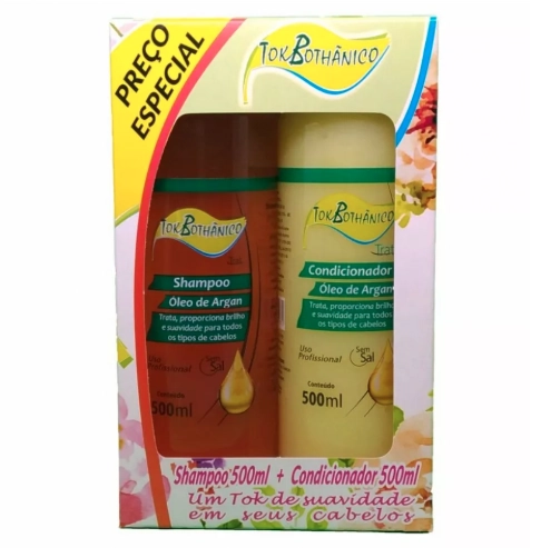 Kit De Shampoo Condicionador Oleo De Argan 500ml Tok Bothanico