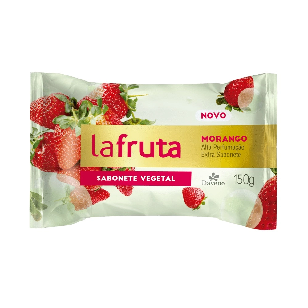 Sabonete Barra Vegetal Morango Davene La Fruta Flow Pack 180g