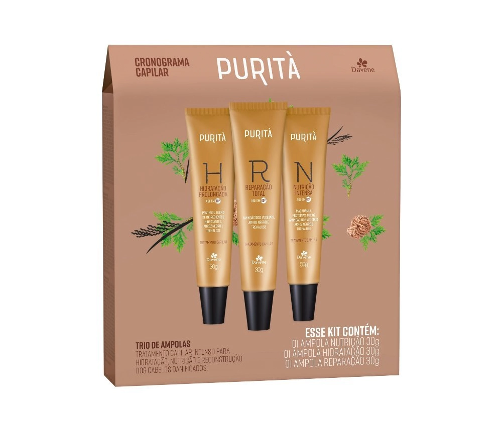 Ampola Trat Davene Purita Cronograma Capilar 3x30g