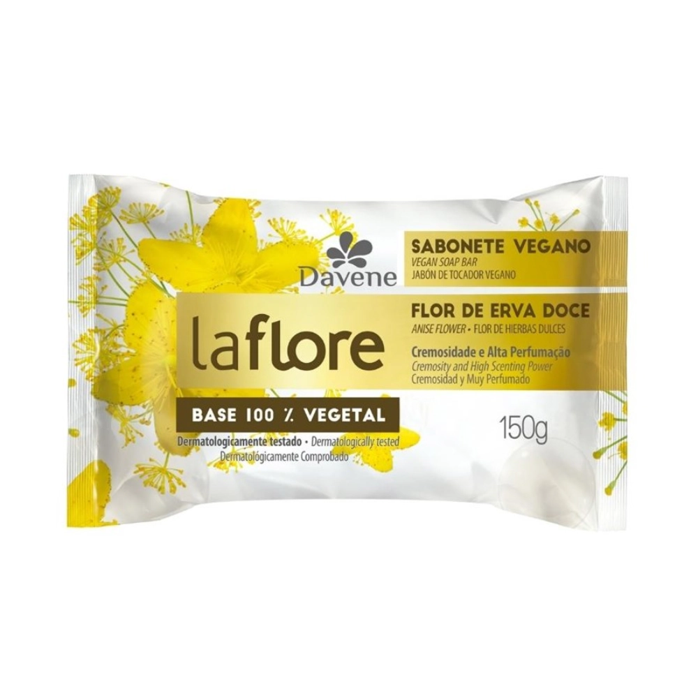 Sabonete Barra Vegetal Flor De Erva Doce Davene La Flore Flow Pack 150g