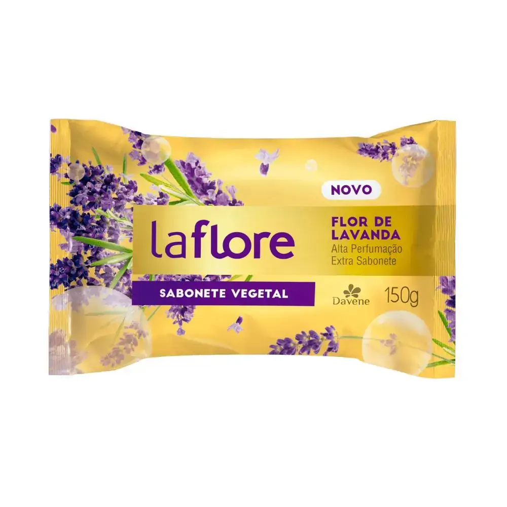 Sabonete Barra Vegetal Flor De Lavanda Davene La Flore Flow Pack 150g