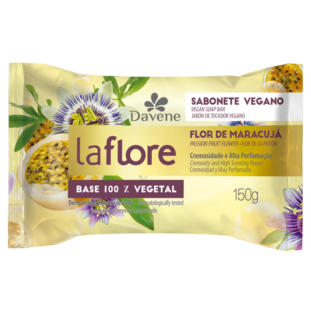 Sabonete Barra Vegetal Flor De Maracujá Davene La Flore Flow Pack 150g