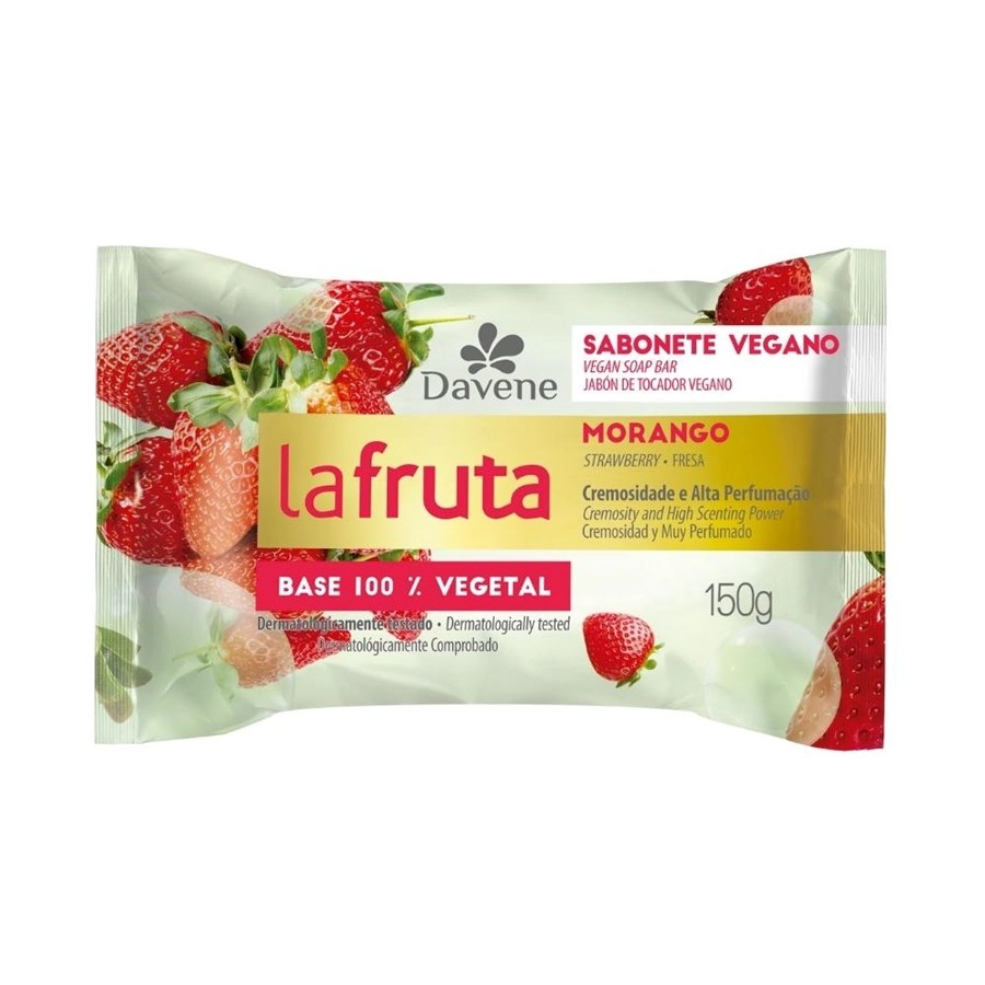 Sabonete Barra Vegetal Morango Davene La Fruta Flow Pack 150g