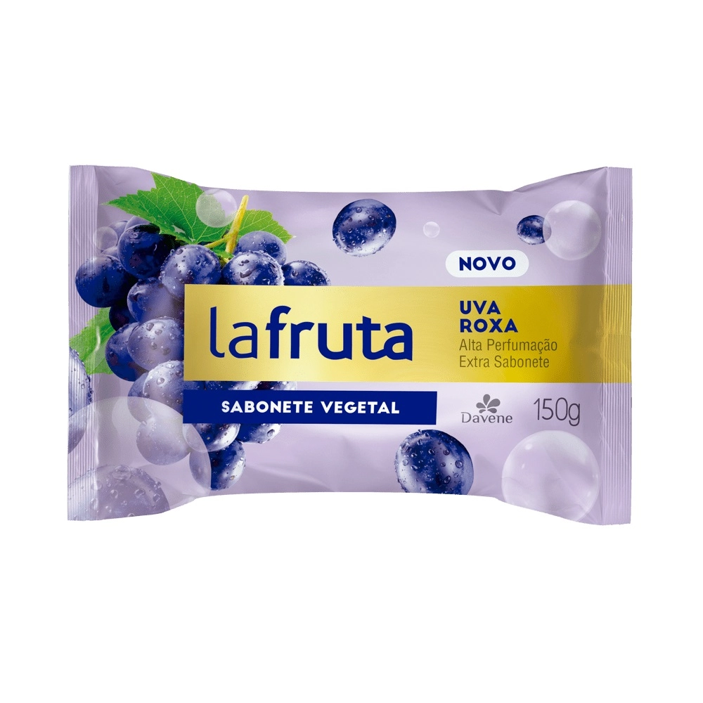 Sabonete Barra Vegetal Uva Roxa Davene La Fruta Flow Pack 150g