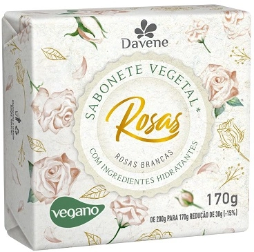Sabonete Vegetal De Rosas Brancas Davene 170g