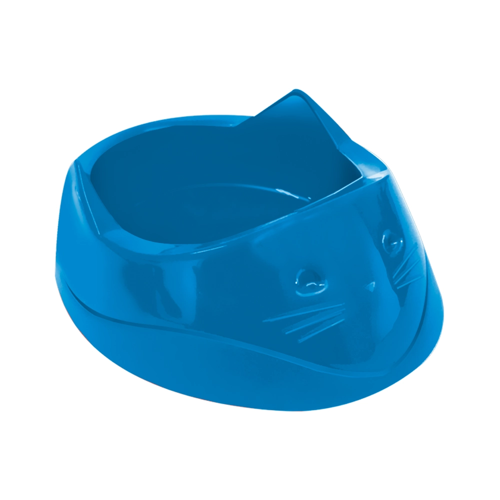 Comedouro Plastico Cara Do Gato 200 Ml Azul