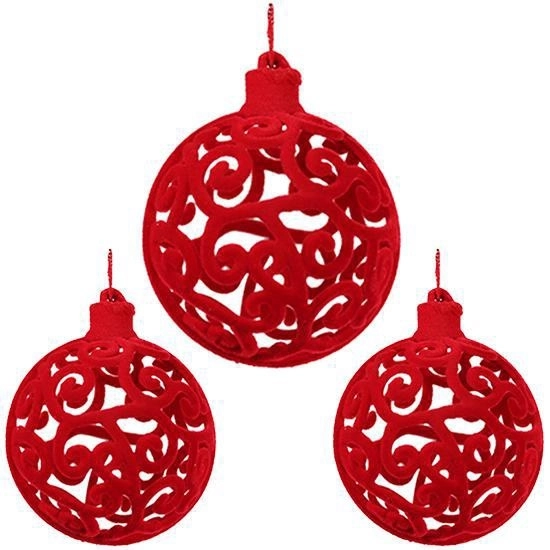 Bola Natal Camurca Arabesco Vazada 8cm 3un Wf1352 Rio Master