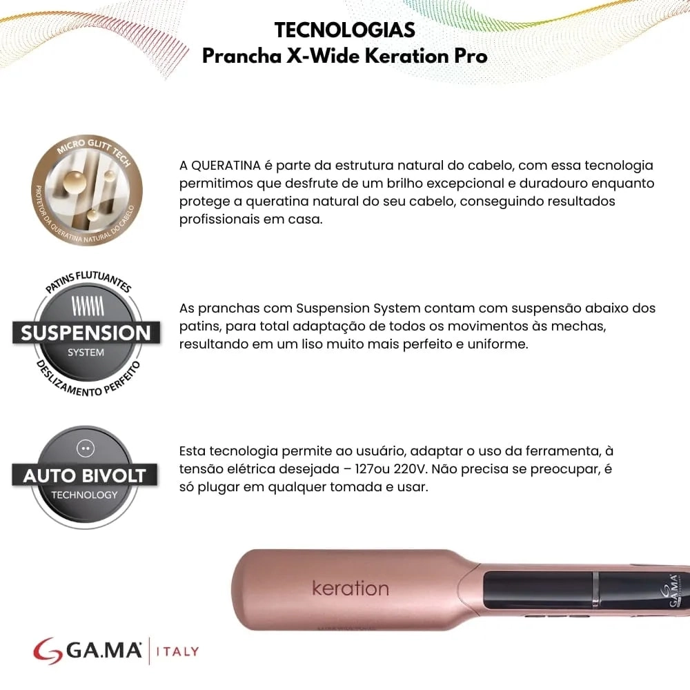 Prancha Gama Keration X Wide Pro Bivolt