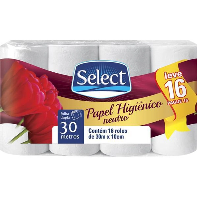 Papel Higiênico Select Folha Dupla Neutro 16 Rolos