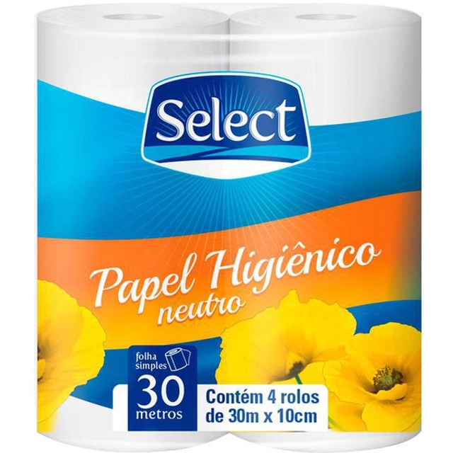 Papel Higiênico Select Tenda Folha Simples Neutro 16 Rolos