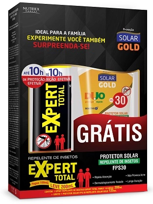 Kit Repelente Spray Expert Total Leve 200ml Pague 100ml Grátis Protetor Solar Com Repelente Fps 30 S