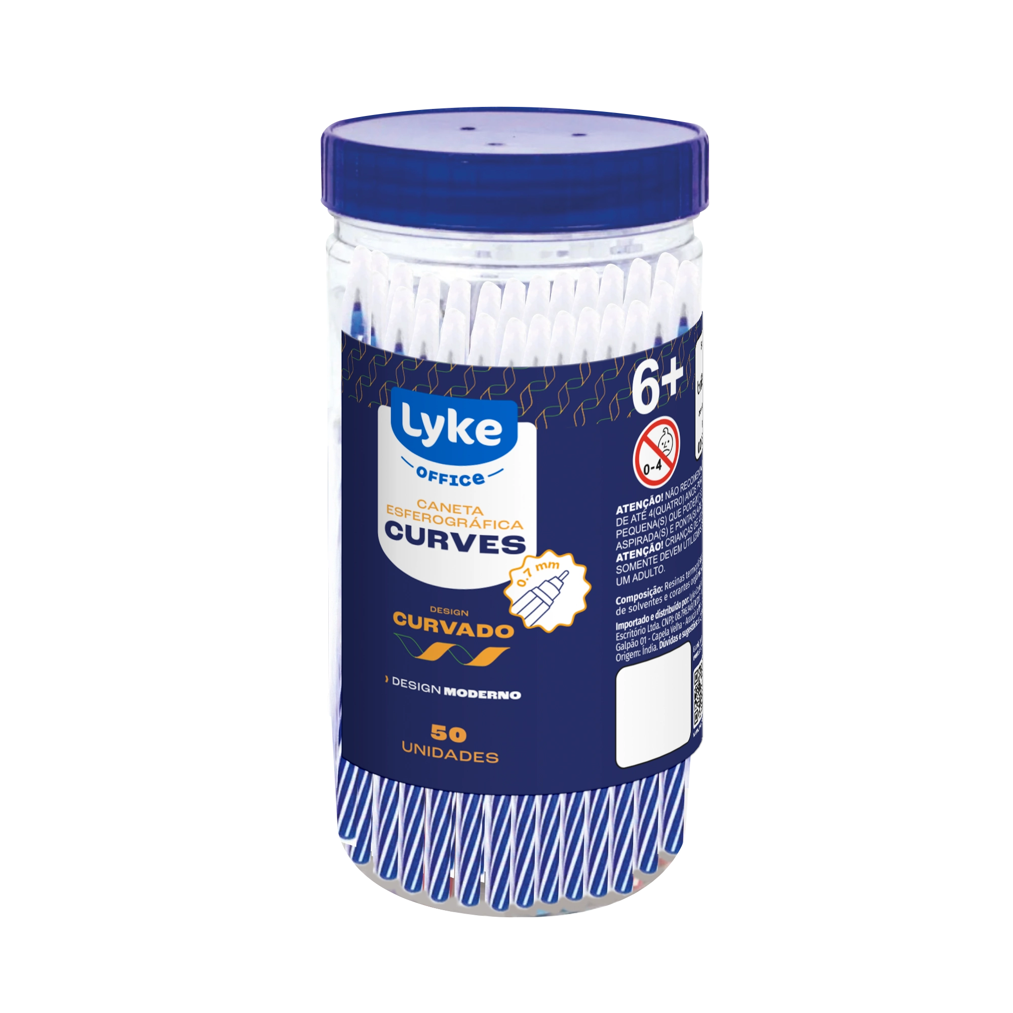 Caneta Esferografica Curves 17,5cm 0.7 Azul 101983 Lyke