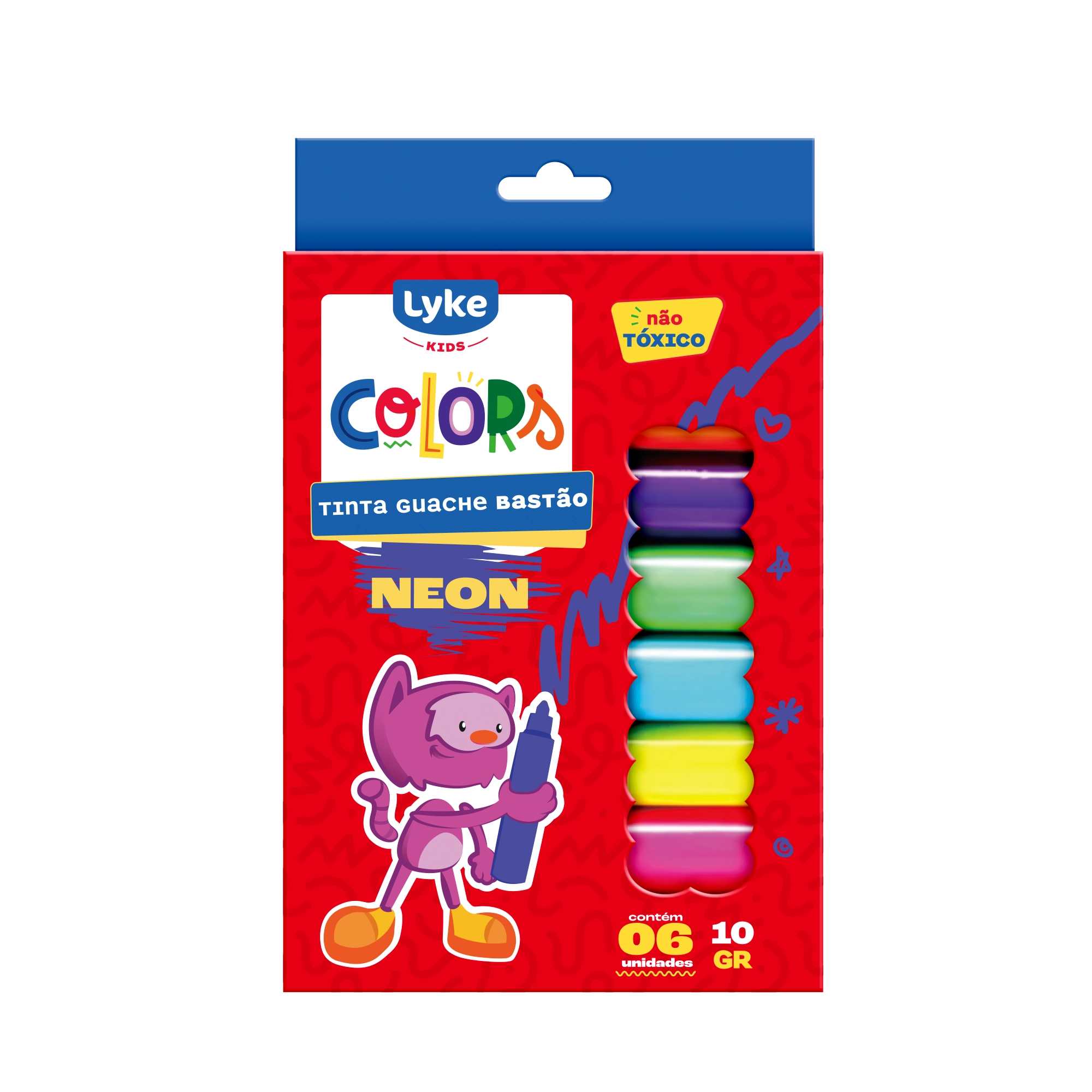 Tinta Guache Bastao 6 Cores Neon 102875 Lyke