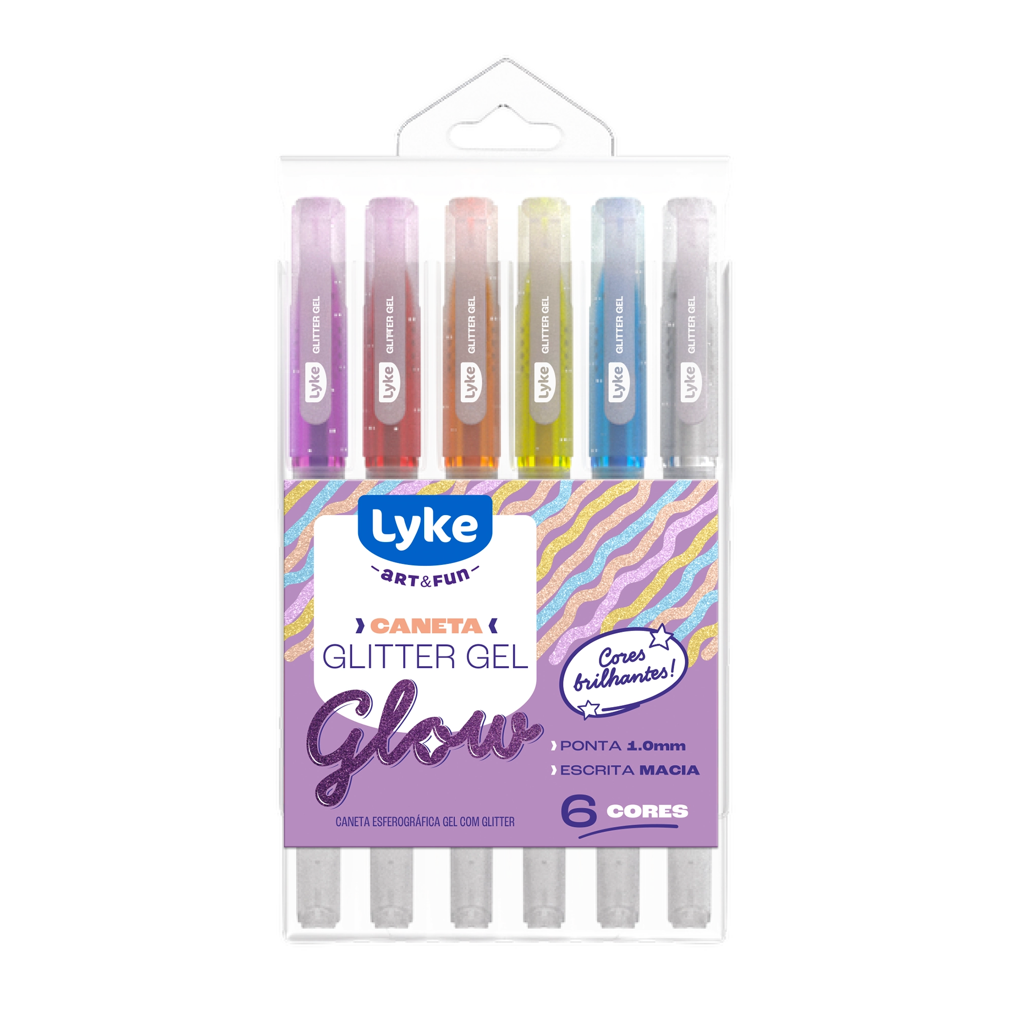 Caneta Esferografica Gel Glitter 1.0 6 Cores 105801 Lyke