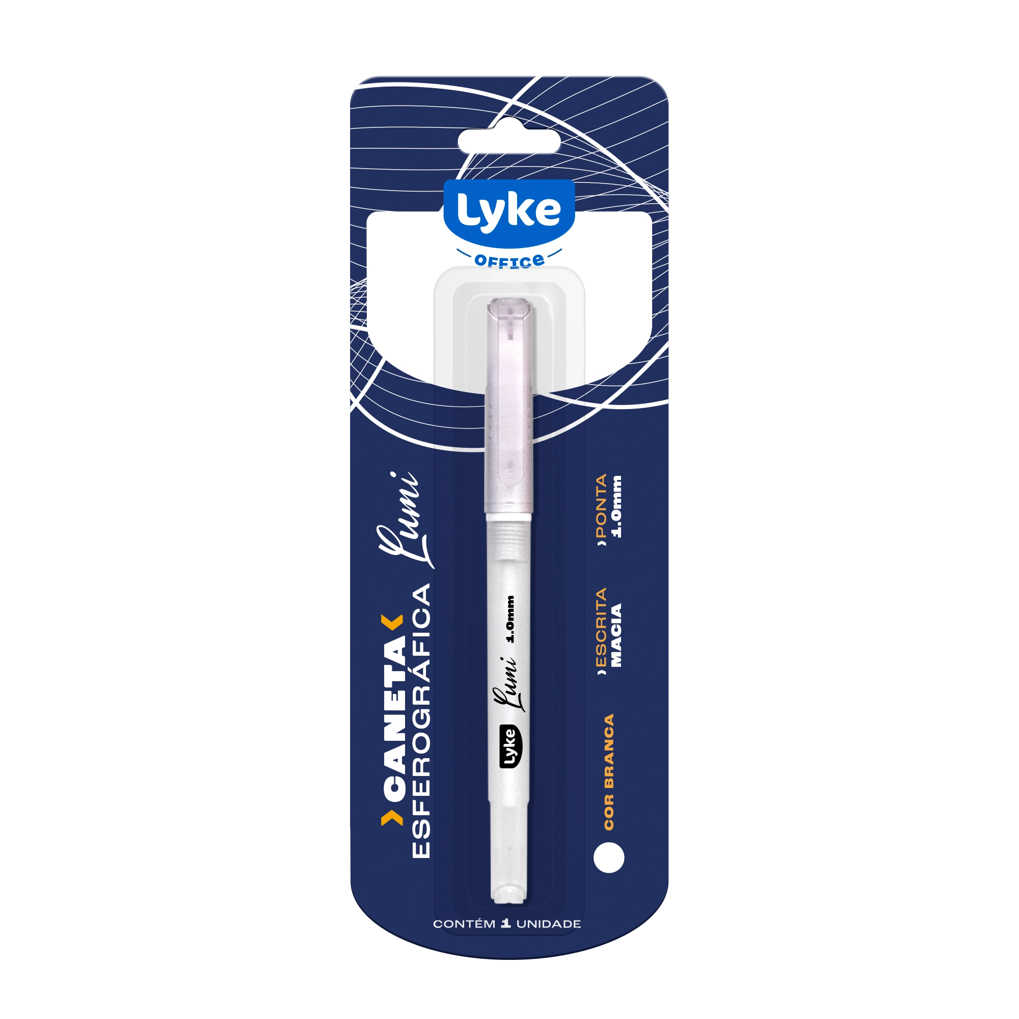 Caneta Esferografica Gel Branca 101805 Lyke