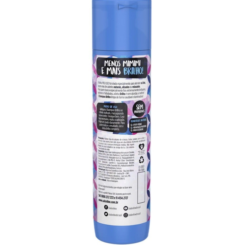 Shampoo Salon Line Meu Liso Brilhante Frasco 300ml