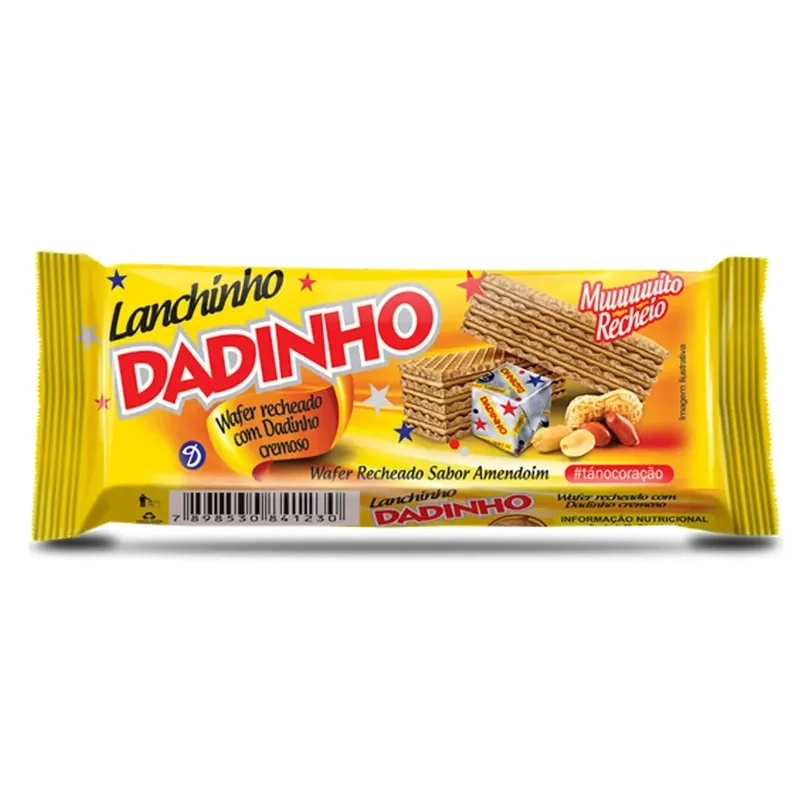 Wafer Recheio Amendoim Dadinho Lanchinho Caixa 468g 18 Unidades