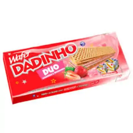 Biscoito Wafer Recheio Amendoim E Morango Dadinho Duo Pacote 130g