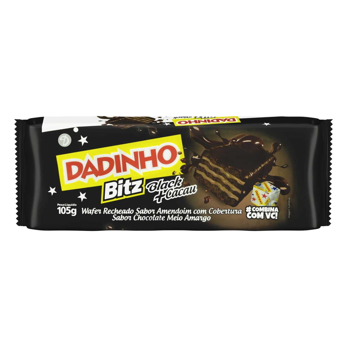 Wafer Black Cacau Dadinho Bitz Pacote 105g