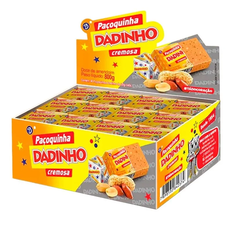 Paçoquinha Cremosa Dadinho Caixa 800g 40 Unidades