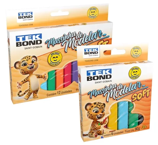 Massa Modelar Soft 12 Cores 180g 17000020642 Tekbond