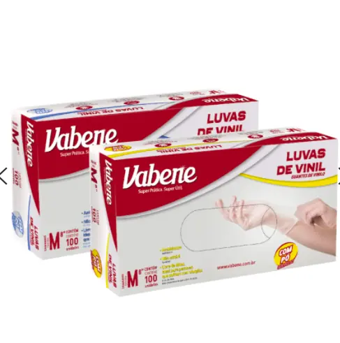Luva Vinil C/po G 100un/box Vabene