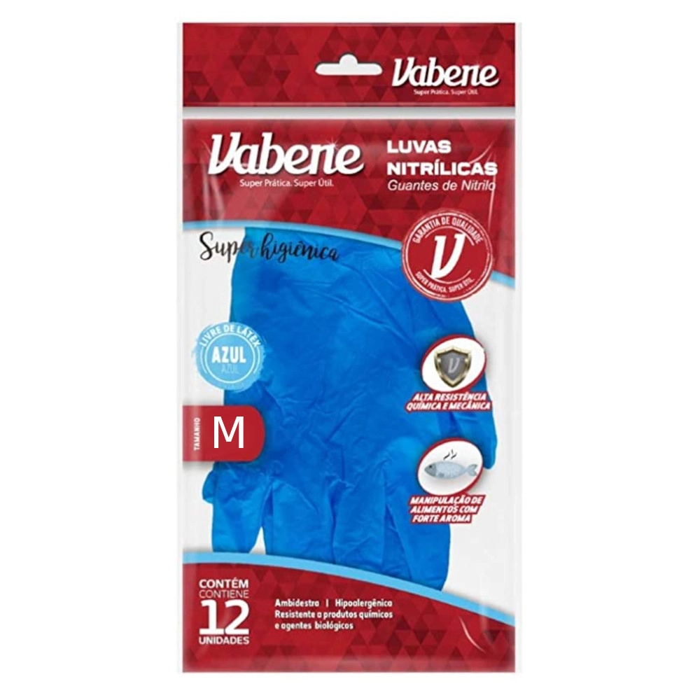 Luva Vabene Nitrilica Azul M C/12