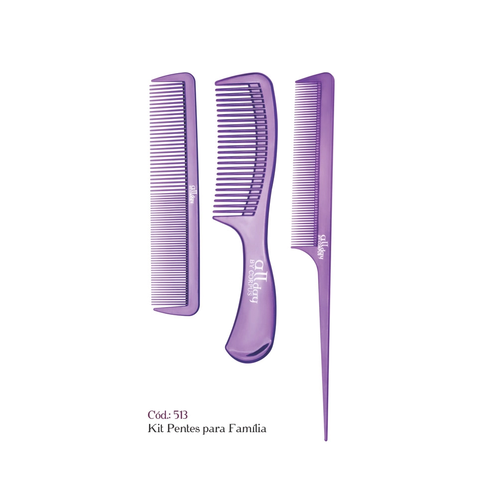 Pente P/ Cabelo Allady Para Familia C/3