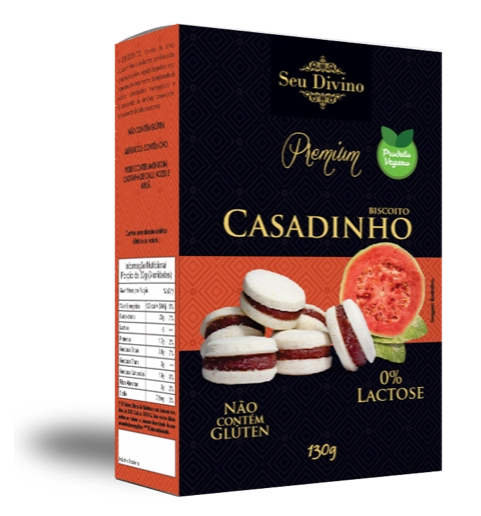 Biscoito Casadinho Vegano Sem Glúten Seu Divino Premium Caixa 120g