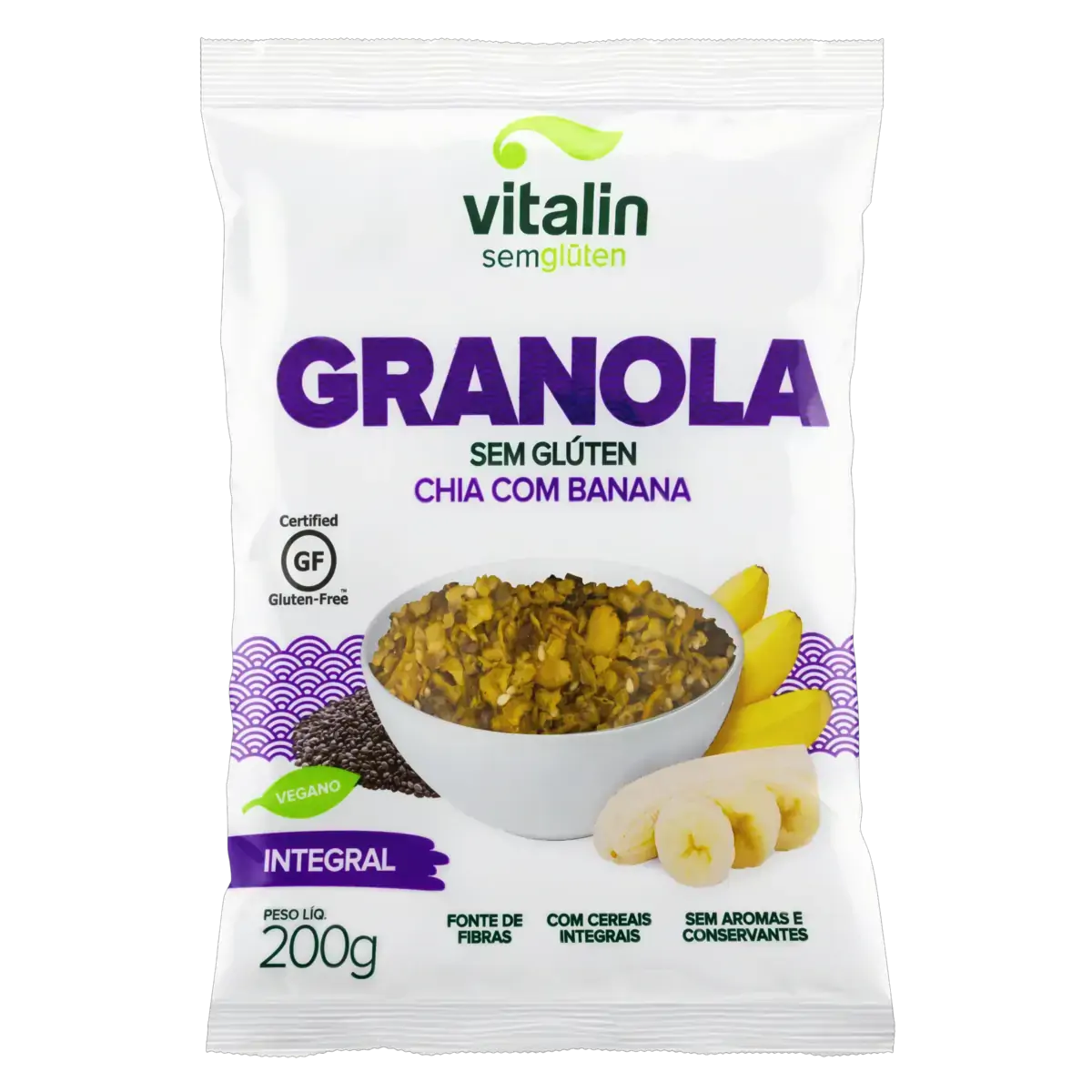 Granola Chia Com Banana Vitalin Pacote 200g