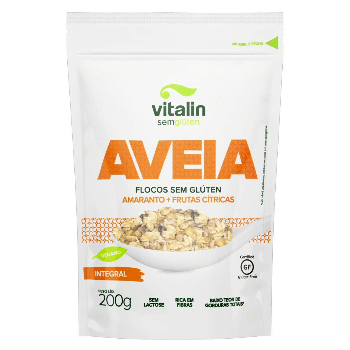 Aveia Em Flocos Amaranto E Frutas Cítricas Vitalin Pouch 200g