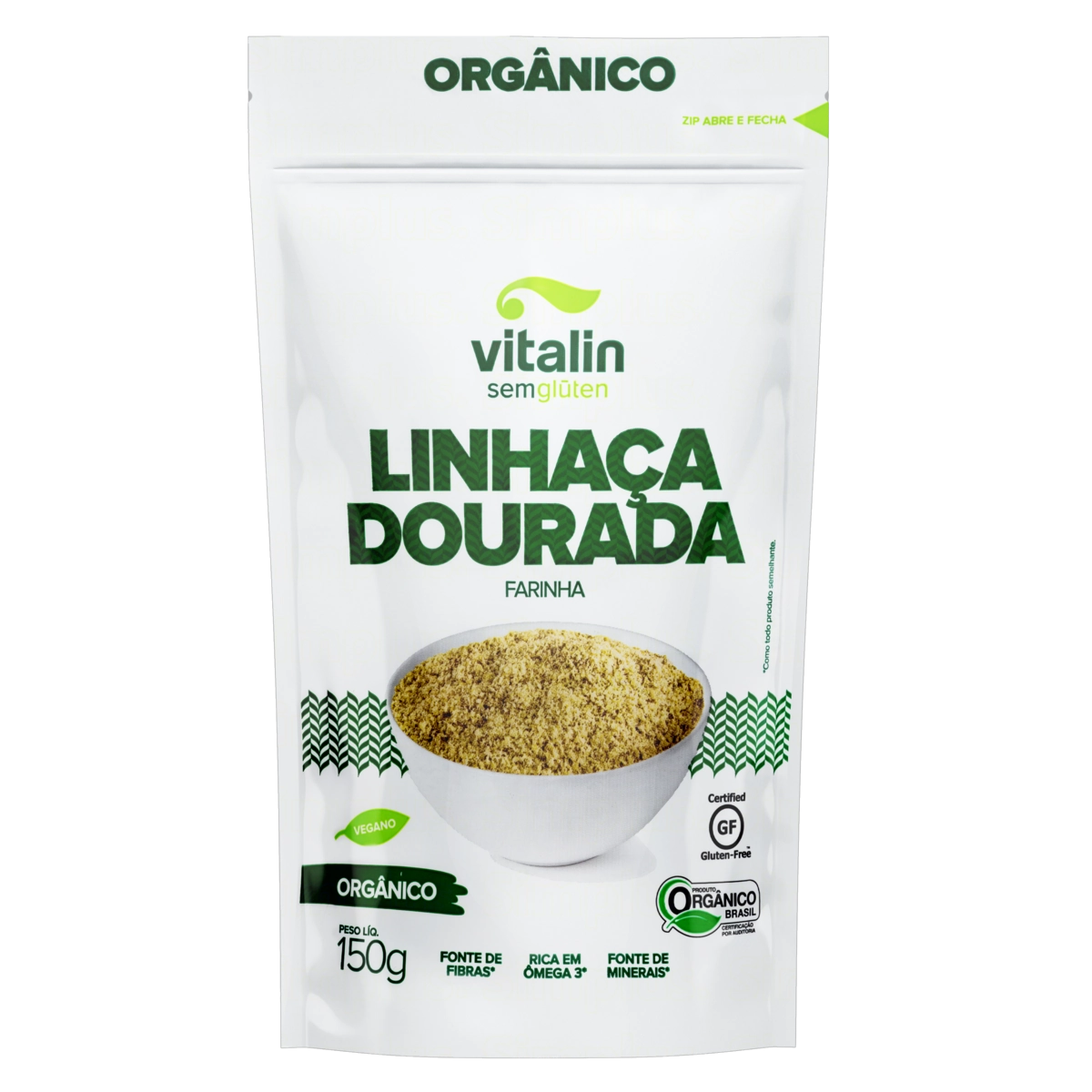 Farinha De Linhaça Dourada Orgânico Vitalin Pouch 150g