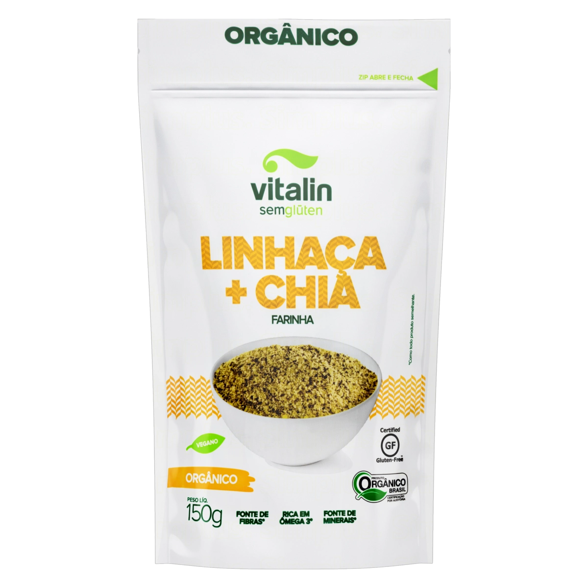 Farinha De Linhaça Com Chia Orgânica Vitalin Pouch 150g