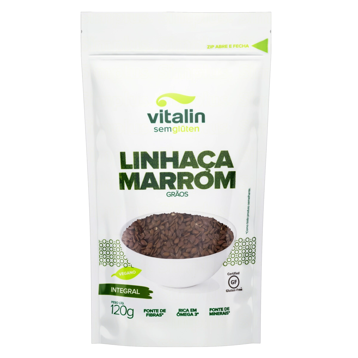 Linhaça Marrom Em Grãos Integral Vitalin Pouch 120g