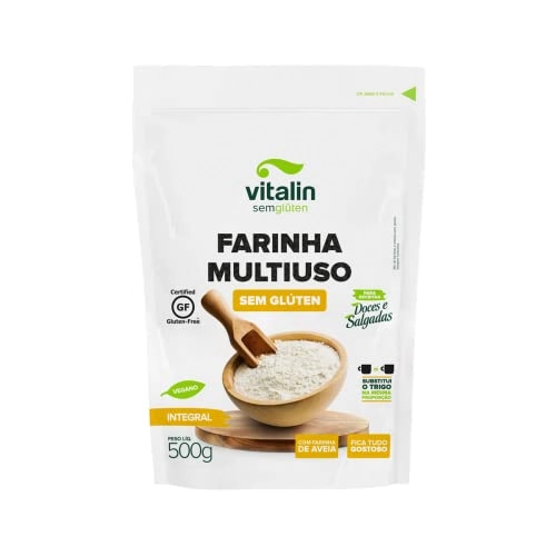 Mix De Farinhas Multiuso Integral Sem Glúten Vitalin Pouch 500g