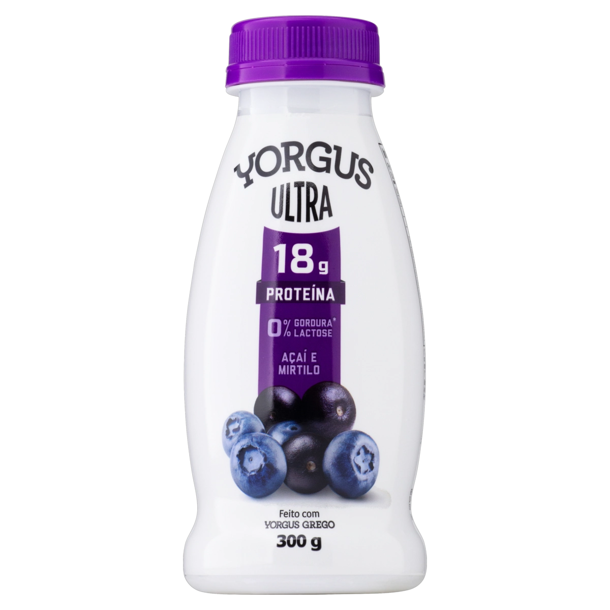 Iogurte Desnatado Açaí E Mirtilo Zero Lactose Yorgus Ultra Frasco 300g